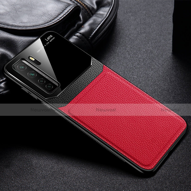 Soft Silicone Gel Leather Snap On Case Cover S01 for Huawei Nova 7 SE 5G Red