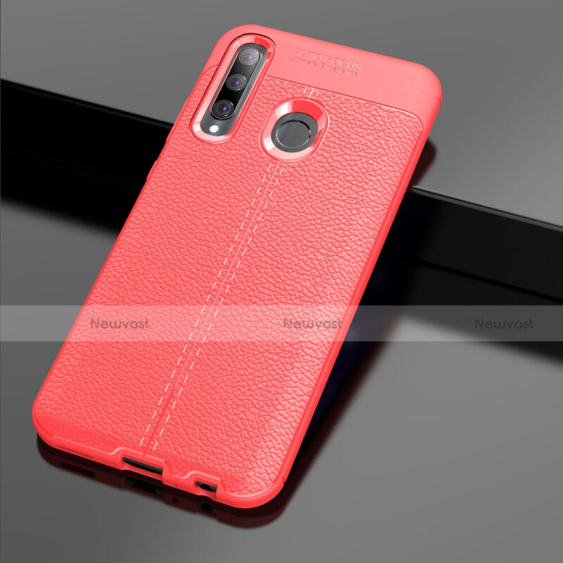 Soft Silicone Gel Leather Snap On Case Cover S01 for Huawei P Smart+ Plus (2019) Red