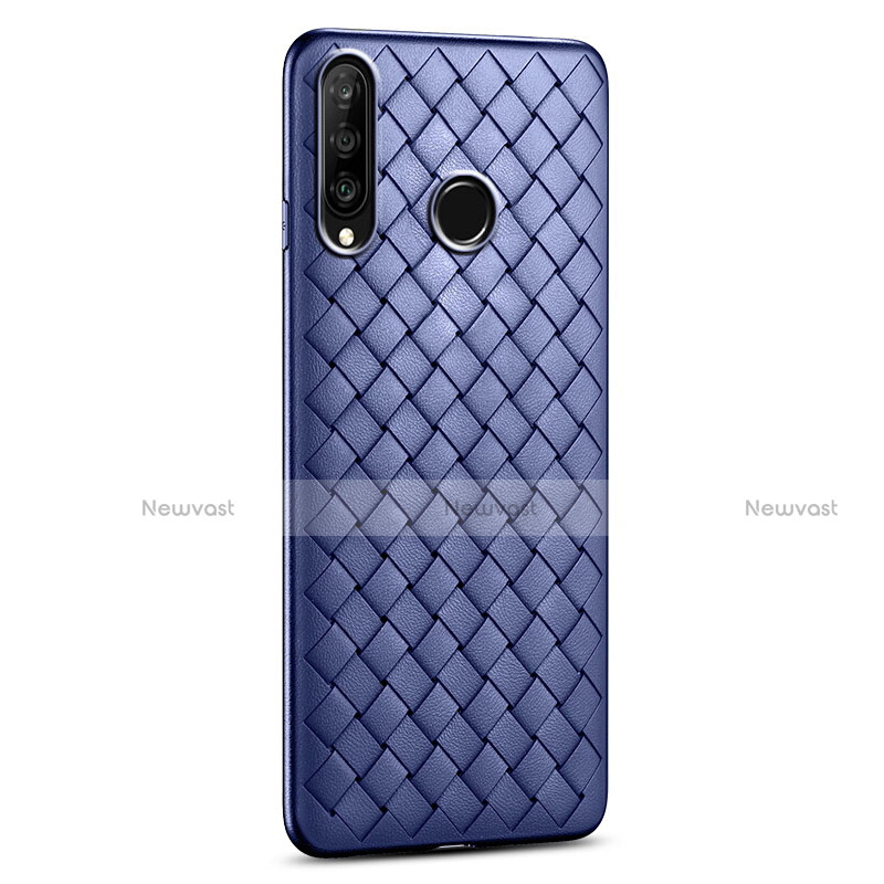 Soft Silicone Gel Leather Snap On Case Cover S01 for Huawei P30 Lite Blue