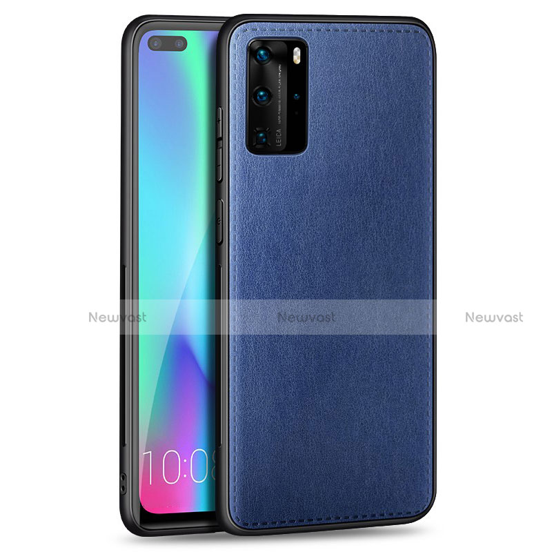 Soft Silicone Gel Leather Snap On Case Cover S01 for Huawei P40 Pro Blue