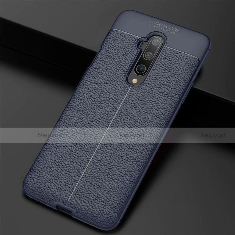 Soft Silicone Gel Leather Snap On Case Cover S01 for OnePlus 7T Pro 5G Blue