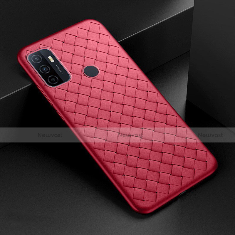 Soft Silicone Gel Leather Snap On Case Cover S01 for Oppo A32 Red