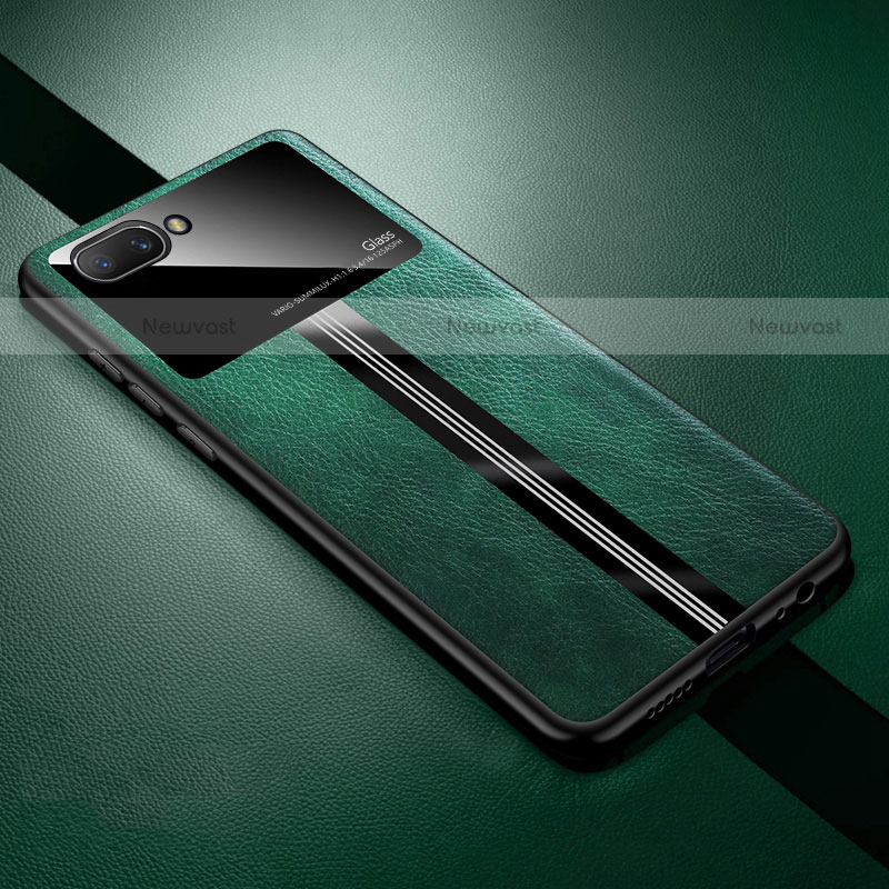 Soft Silicone Gel Leather Snap On Case Cover S01 for Oppo A5 Green