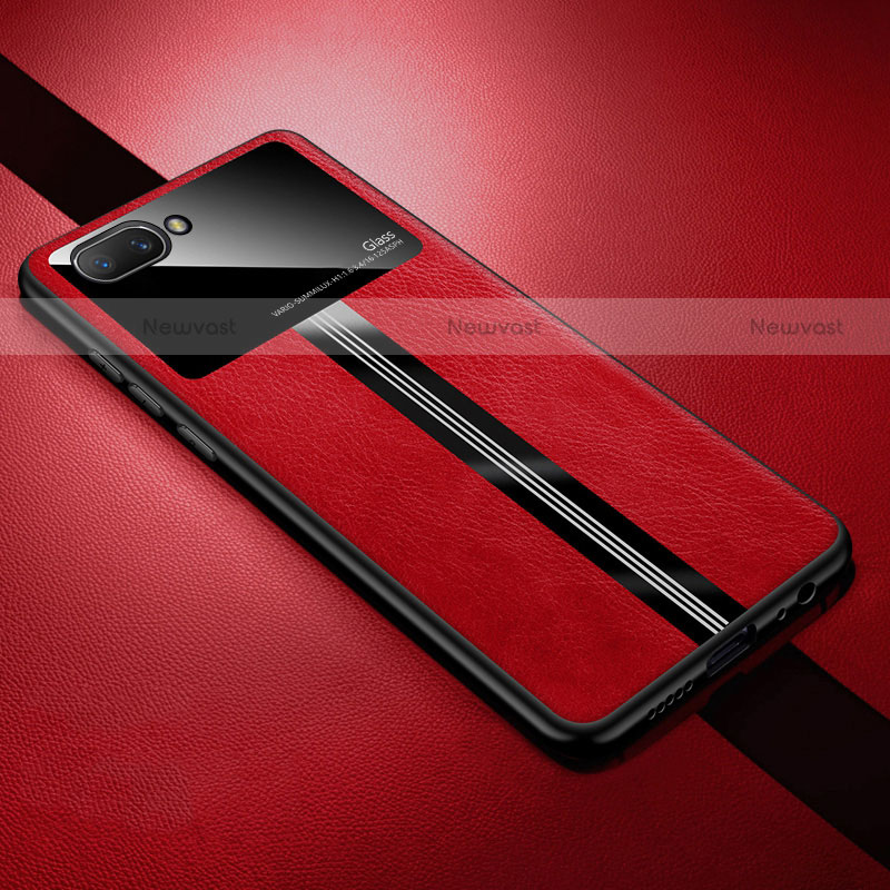 Soft Silicone Gel Leather Snap On Case Cover S01 for Oppo A5 Red