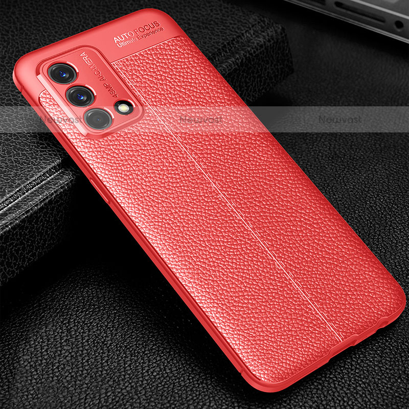 Soft Silicone Gel Leather Snap On Case Cover S01 for Oppo A74 4G Red