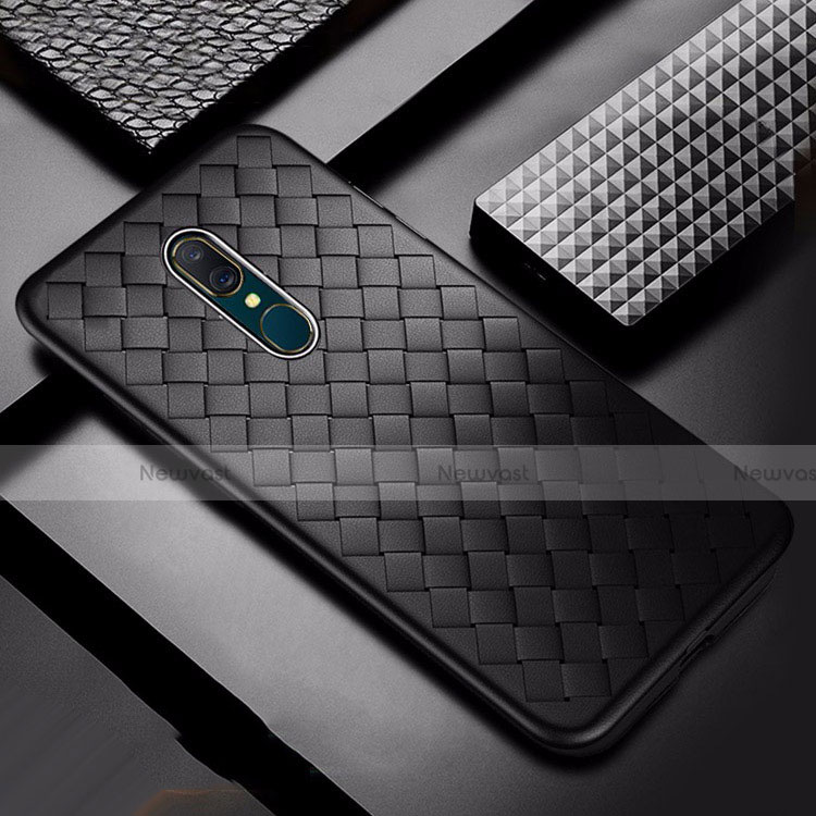 Soft Silicone Gel Leather Snap On Case Cover S01 for Oppo A9 Black