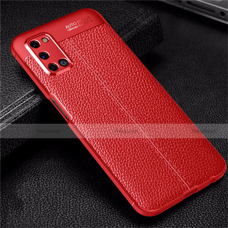 Soft Silicone Gel Leather Snap On Case Cover S01 for Oppo A92 Red