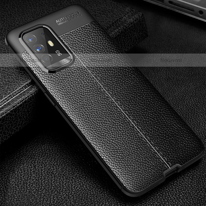 Soft Silicone Gel Leather Snap On Case Cover S01 for Oppo A94 5G Black