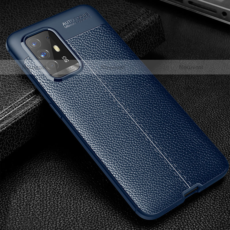 Soft Silicone Gel Leather Snap On Case Cover S01 for Oppo A94 5G Blue