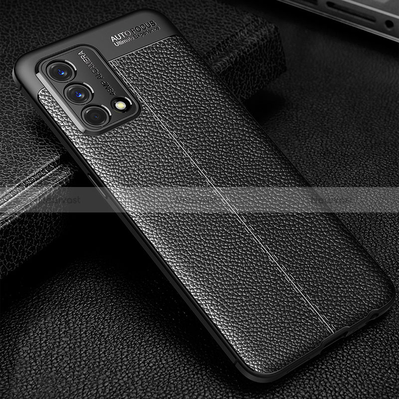 Soft Silicone Gel Leather Snap On Case Cover S01 for Oppo A95 4G Black