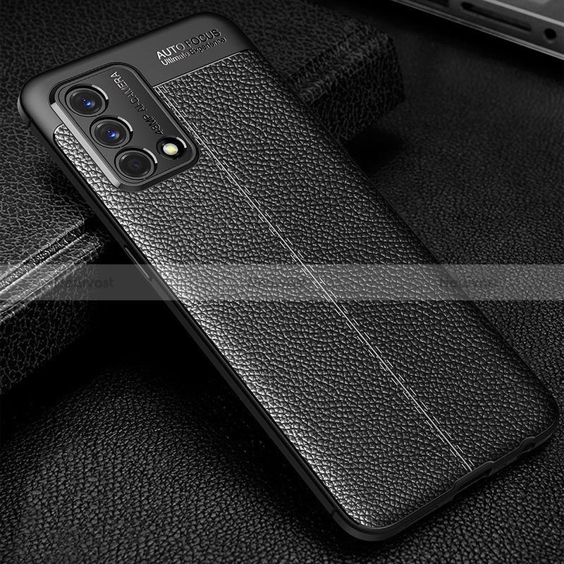 Soft Silicone Gel Leather Snap On Case Cover S01 for Oppo F19 Black