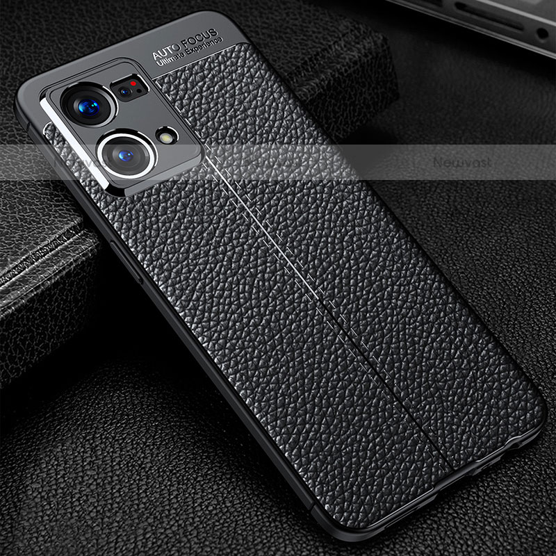 Soft Silicone Gel Leather Snap On Case Cover S01 for Oppo F21s Pro 4G Black