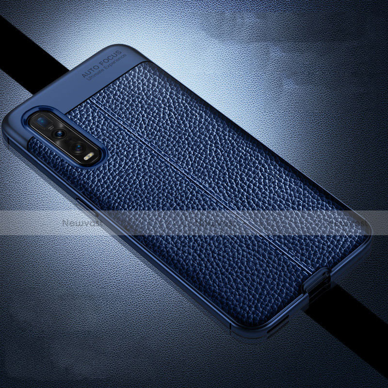 Soft Silicone Gel Leather Snap On Case Cover S01 for Oppo Find X2 Pro Blue