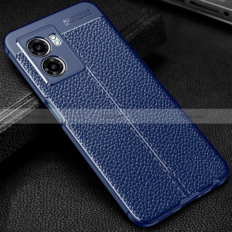 Soft Silicone Gel Leather Snap On Case Cover S01 for Oppo K10 5G India Blue