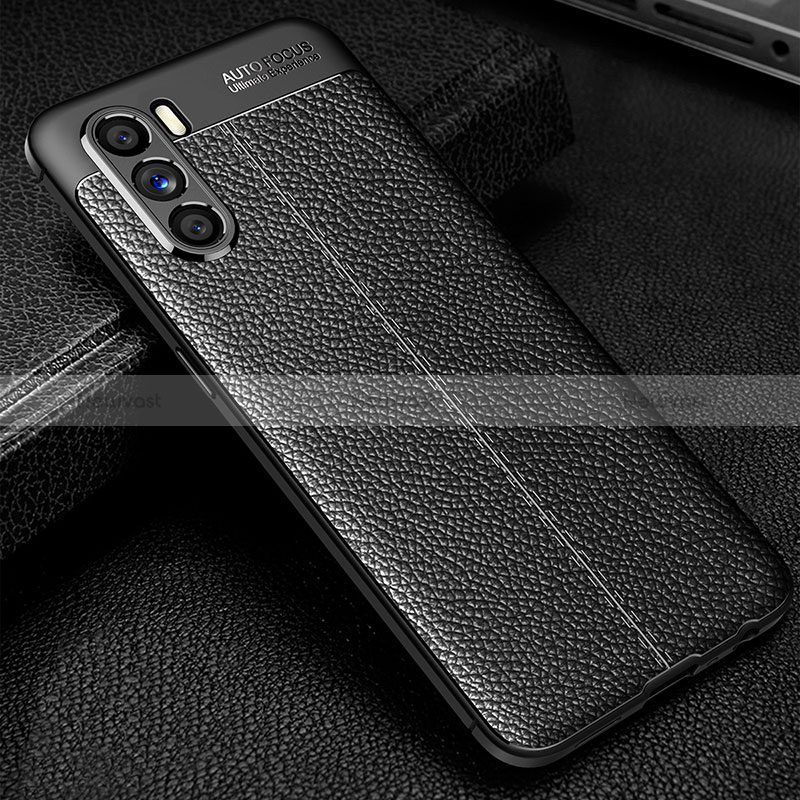 Soft Silicone Gel Leather Snap On Case Cover S01 for Oppo K9 Pro 5G Black