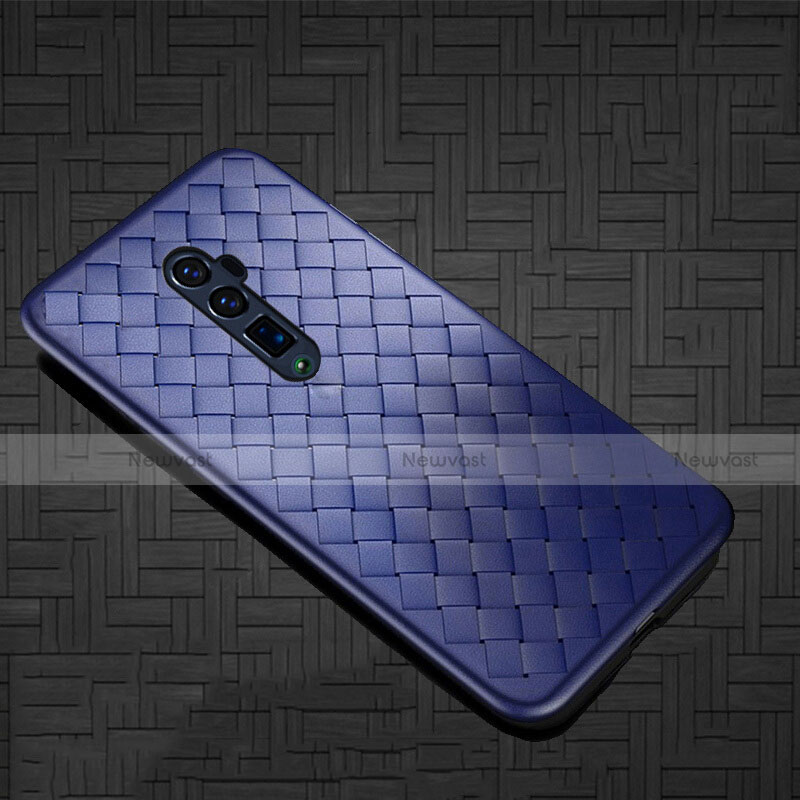 Soft Silicone Gel Leather Snap On Case Cover S01 for Oppo Reno 10X Zoom Blue