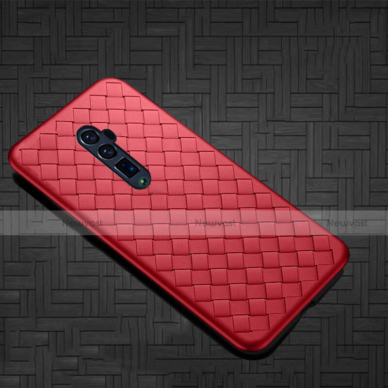 Soft Silicone Gel Leather Snap On Case Cover S01 for Oppo Reno 10X Zoom Red