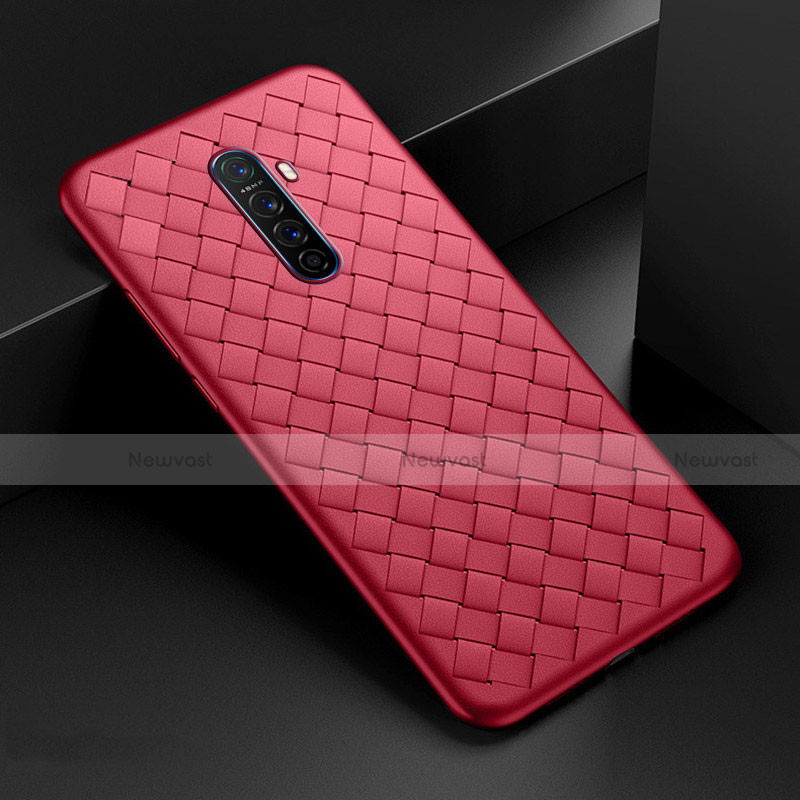 Soft Silicone Gel Leather Snap On Case Cover S01 for Oppo Reno Ace Red