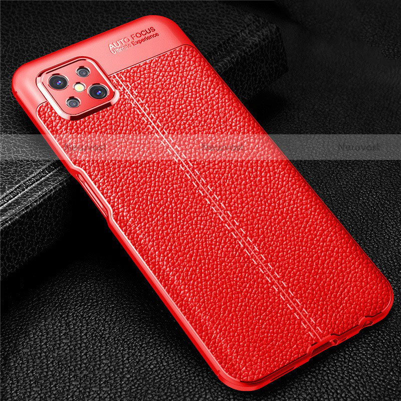 Soft Silicone Gel Leather Snap On Case Cover S01 for Oppo Reno4 Z 5G Red