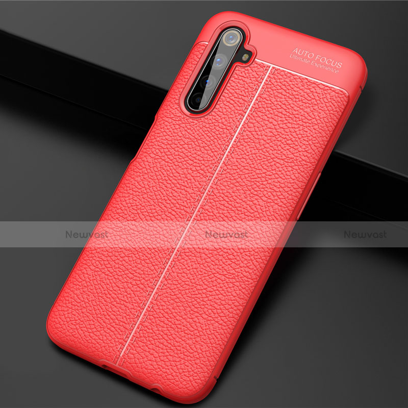 Soft Silicone Gel Leather Snap On Case Cover S01 for Realme 6 Pro Red