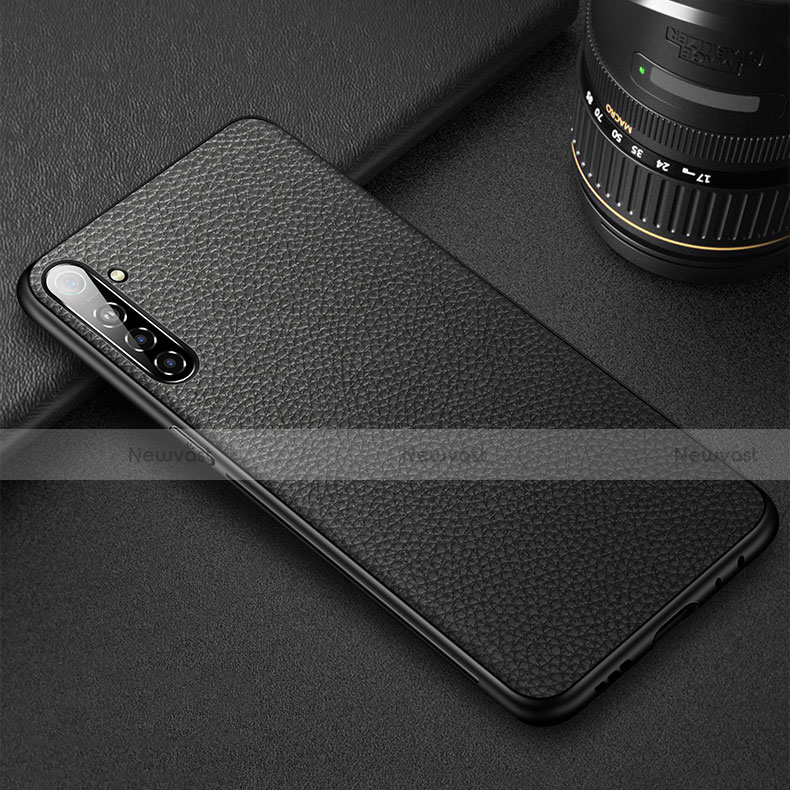 Soft Silicone Gel Leather Snap On Case Cover S01 for Realme X2 Black