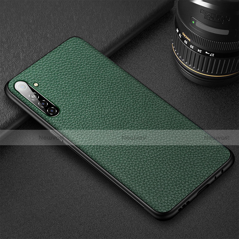 Soft Silicone Gel Leather Snap On Case Cover S01 for Realme X2 Green