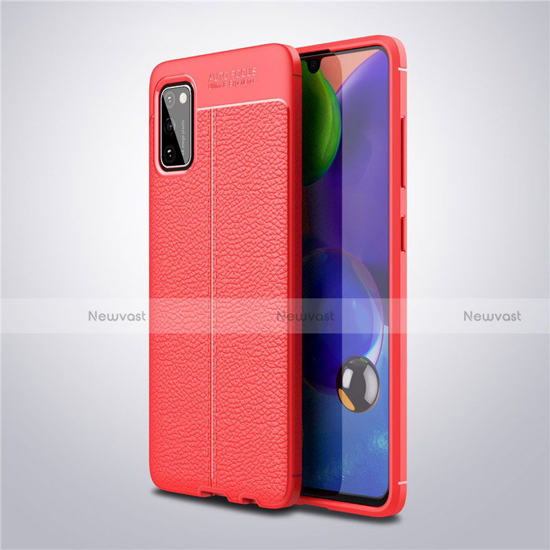 Soft Silicone Gel Leather Snap On Case Cover S01 for Samsung Galaxy A41 Red