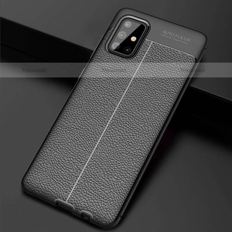 Soft Silicone Gel Leather Snap On Case Cover S01 for Samsung Galaxy A71 4G A715 Black