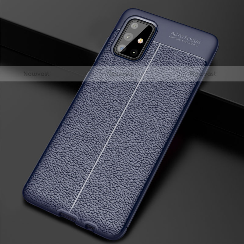 Soft Silicone Gel Leather Snap On Case Cover S01 for Samsung Galaxy A71 4G A715 Blue