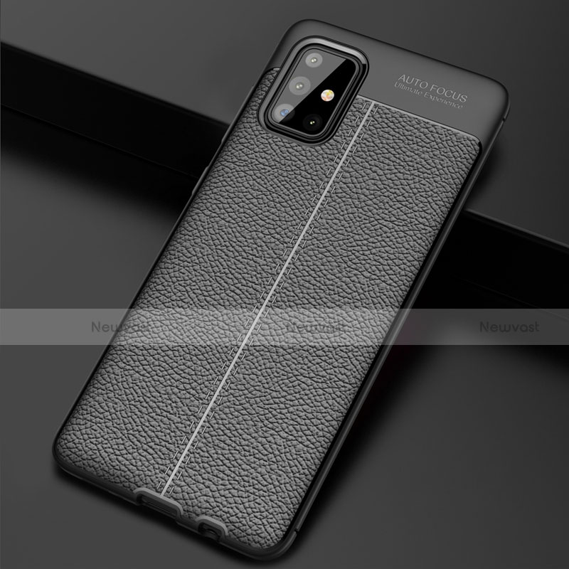 Soft Silicone Gel Leather Snap On Case Cover S01 for Samsung Galaxy A71 5G Black