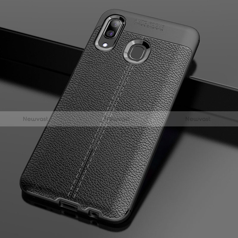 Soft Silicone Gel Leather Snap On Case Cover S01 for Samsung Galaxy M10S Black