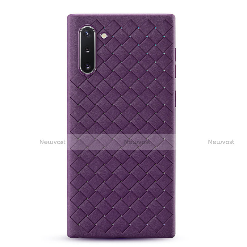 Soft Silicone Gel Leather Snap On Case Cover S01 for Samsung Galaxy Note 10 5G Purple