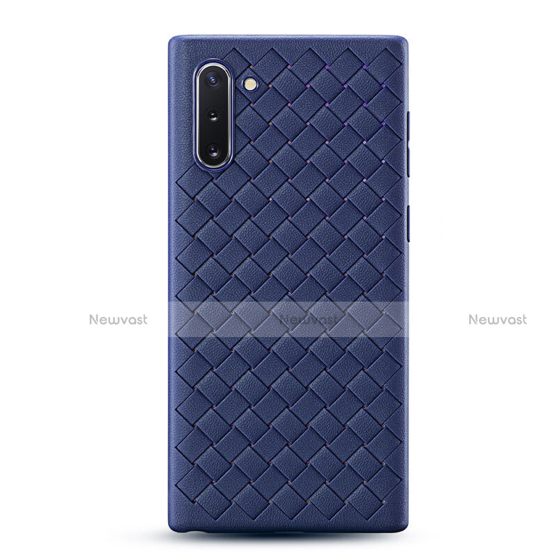 Soft Silicone Gel Leather Snap On Case Cover S01 for Samsung Galaxy Note 10 Blue