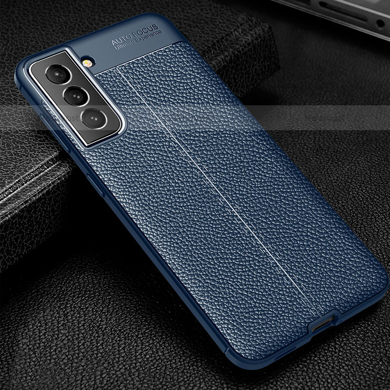 Soft Silicone Gel Leather Snap On Case Cover S01 for Samsung Galaxy S23 Plus 5G Blue