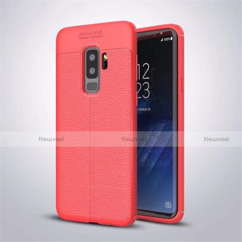 Soft Silicone Gel Leather Snap On Case Cover S01 for Samsung Galaxy S9 Plus Red