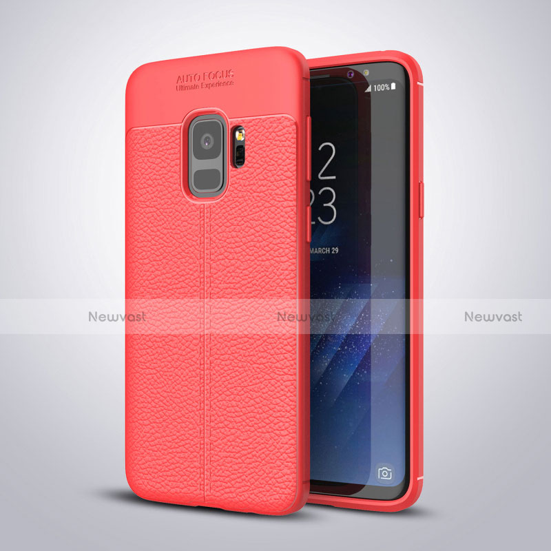 Soft Silicone Gel Leather Snap On Case Cover S01 for Samsung Galaxy S9 Red