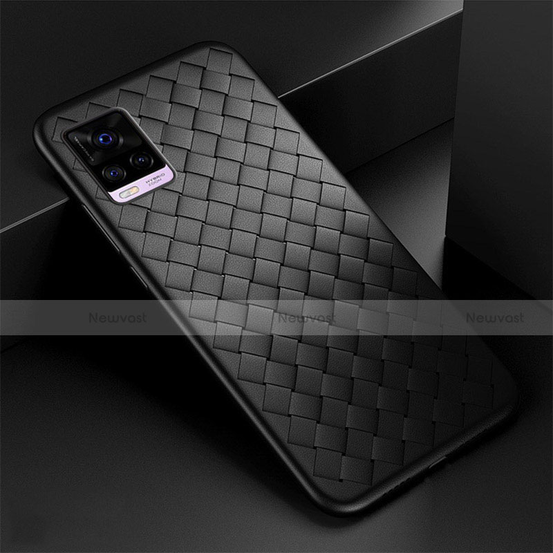 Soft Silicone Gel Leather Snap On Case Cover S01 for Vivo V20 Pro 5G Black