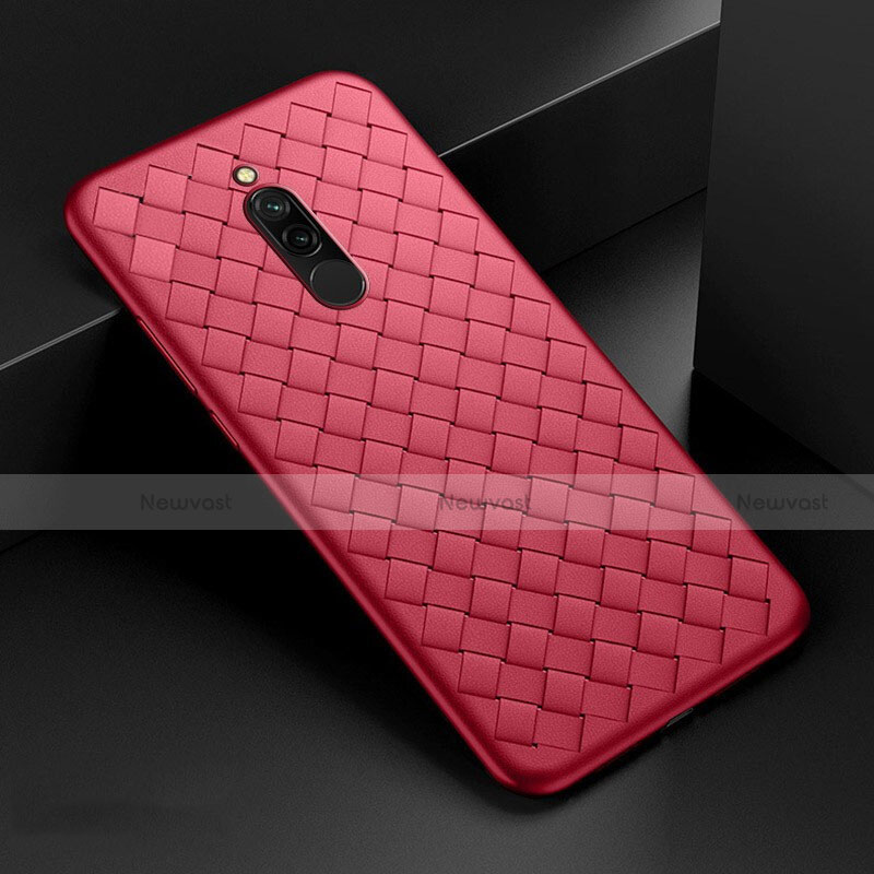 Soft Silicone Gel Leather Snap On Case Cover S01 for Xiaomi Redmi 8 Red