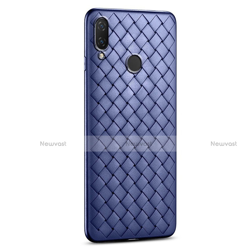 Soft Silicone Gel Leather Snap On Case Cover S01 for Xiaomi Redmi Note 7 Blue