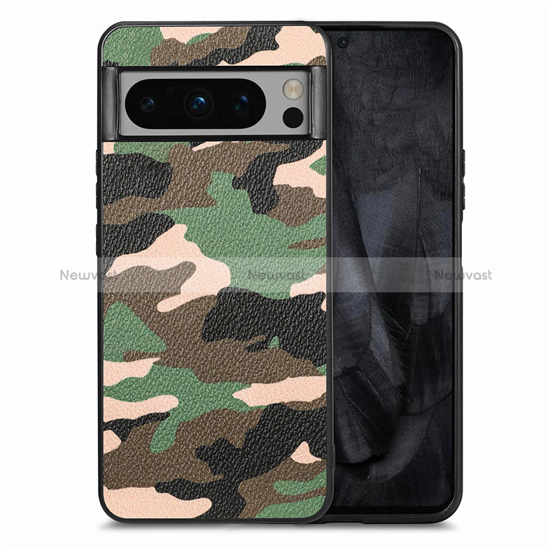 Soft Silicone Gel Leather Snap On Case Cover S01D for Google Pixel 8 Pro 5G Green