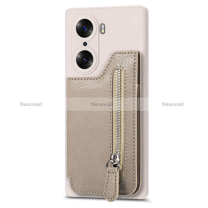 Soft Silicone Gel Leather Snap On Case Cover S01D for Huawei Honor 60 5G Beige