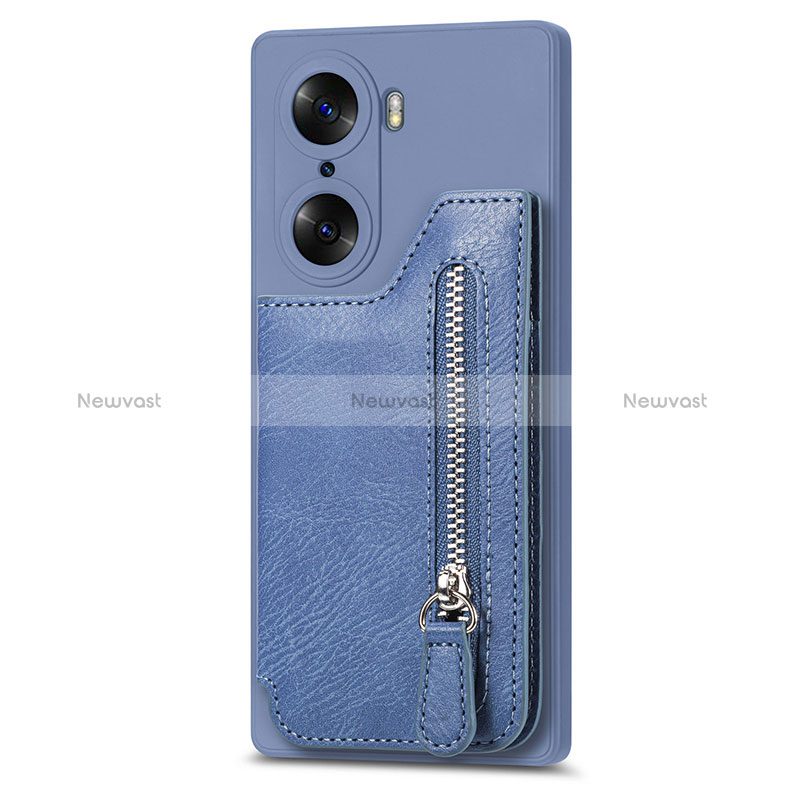 Soft Silicone Gel Leather Snap On Case Cover S01D for Huawei Honor 60 5G Blue