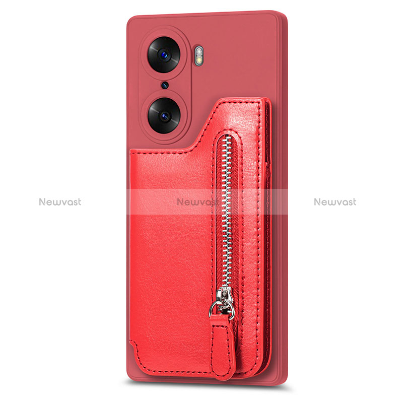 Soft Silicone Gel Leather Snap On Case Cover S01D for Huawei Honor 60 5G Red