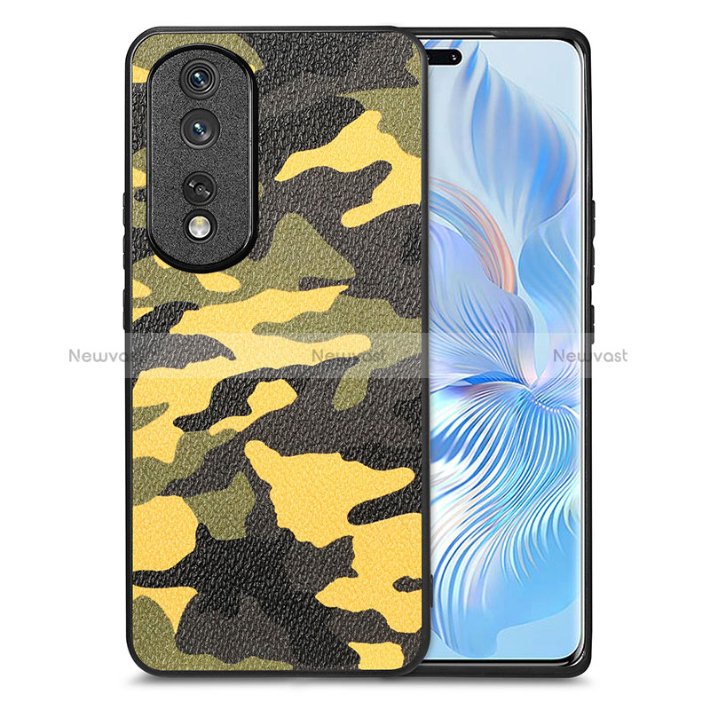 Soft Silicone Gel Leather Snap On Case Cover S01D for Huawei Honor 80 Pro Flat 5G Yellow