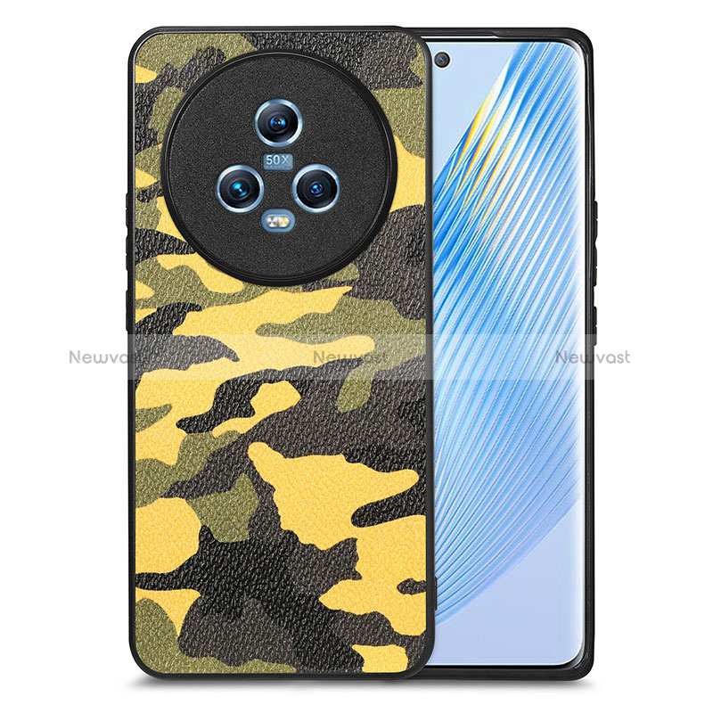 Soft Silicone Gel Leather Snap On Case Cover S01D for Huawei Honor Magic5 5G Yellow