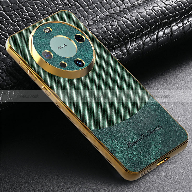 Soft Silicone Gel Leather Snap On Case Cover S01D for Huawei Mate 60 Green