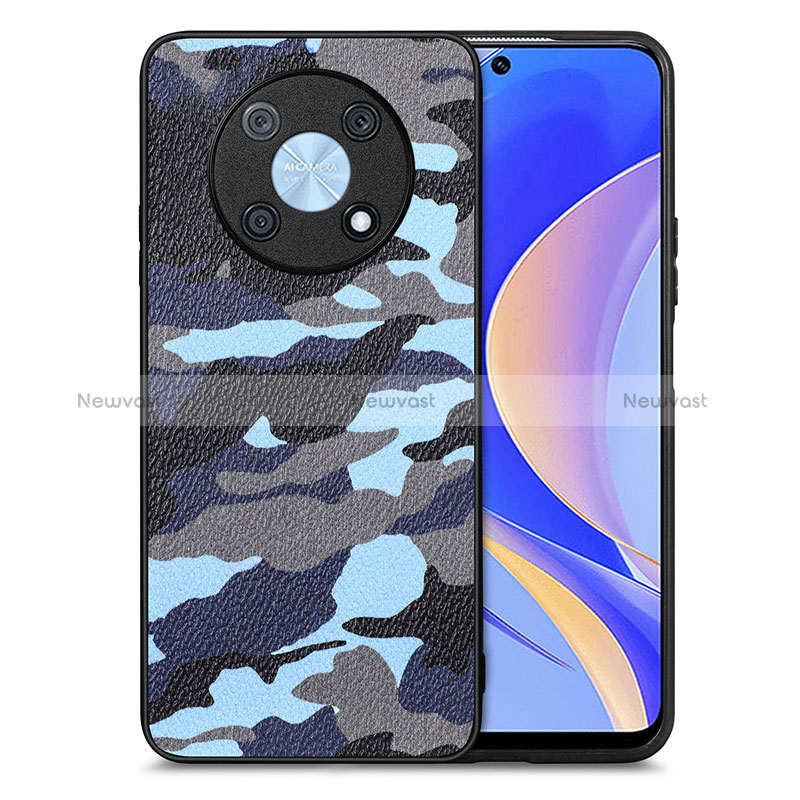 Soft Silicone Gel Leather Snap On Case Cover S01D for Huawei Nova Y90 Blue