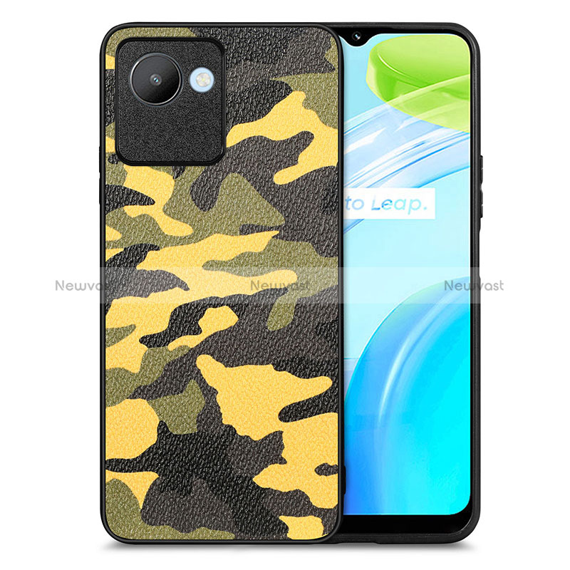 Soft Silicone Gel Leather Snap On Case Cover S01D for Realme C30 Yellow