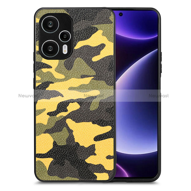 Soft Silicone Gel Leather Snap On Case Cover S01D for Xiaomi Redmi Note 12 Turbo 5G Yellow