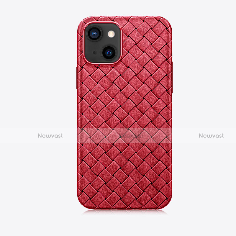 Soft Silicone Gel Leather Snap On Case Cover S02 for Apple iPhone 13 Mini Red